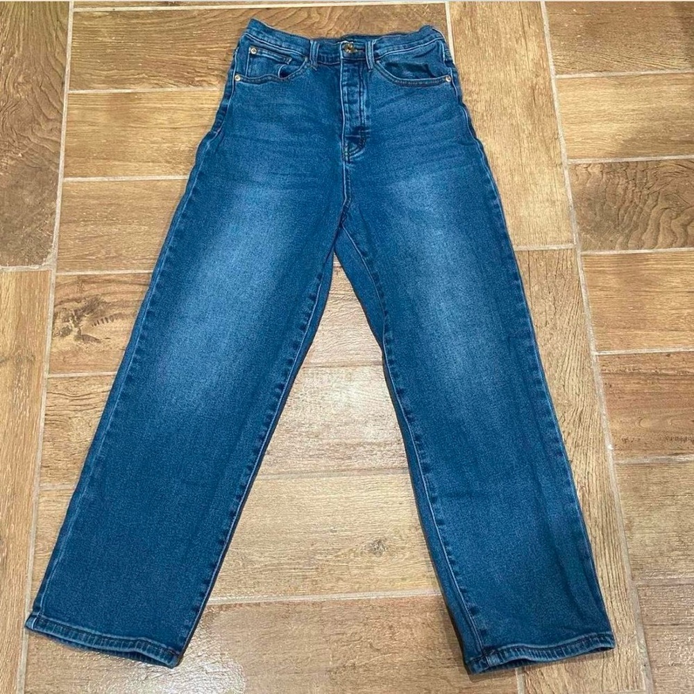 Fashion Nova Blue Button Up Wide Leg Jeans